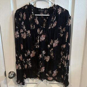 Lucky Brand Black Floral Blouse
